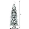 Pine * | Costway 6Ft Unlit Hinged Snow Flocked Artificial Pencil Christmas Tree W/ 500 Branch Tip