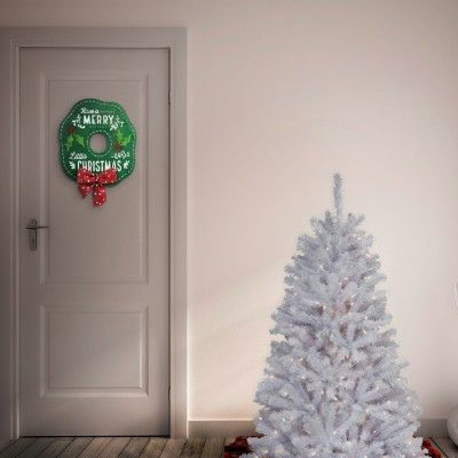 Spruce * | National Tree Company Pre-Lit Artificial Full Christmas Tree, White, North Valley Spruce, White Lights, Includes Stand, 4.5Ft