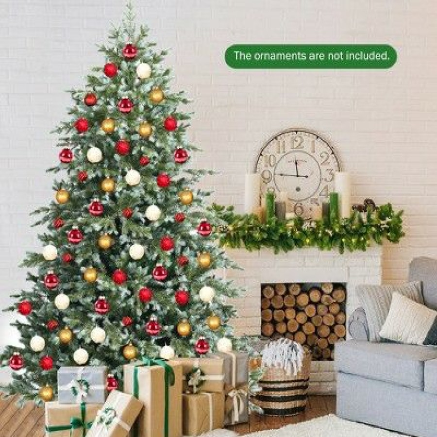 Pine * | Costway 7Ft Artificial Christmas Spruce Hinged Tree W/ 1260 Mixed Pe & Pvc Tips