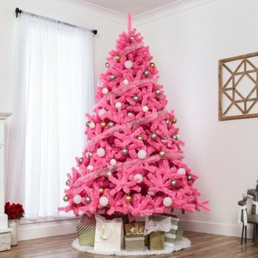 Fir Wood * | Best Choice Products 6Ft Artificial Christmas Full Tree Festive Holiday Decoration W/ 1,477 Branch Tips, Stand Pink