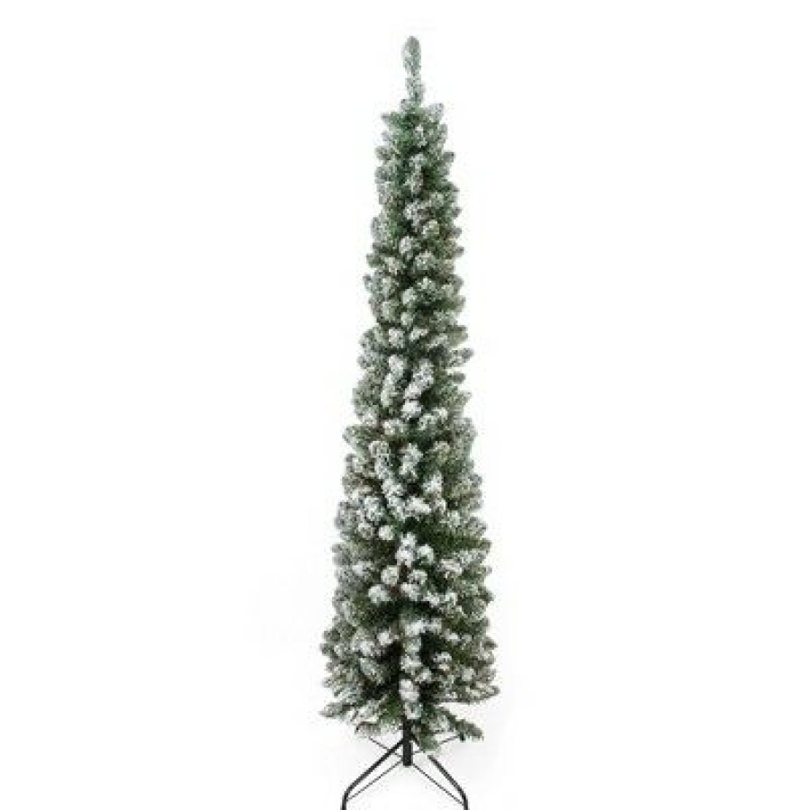 Pine * | Northlight 6 Flocked Traditional Green Pine Pencil Artificial Christmas Tree Unlit