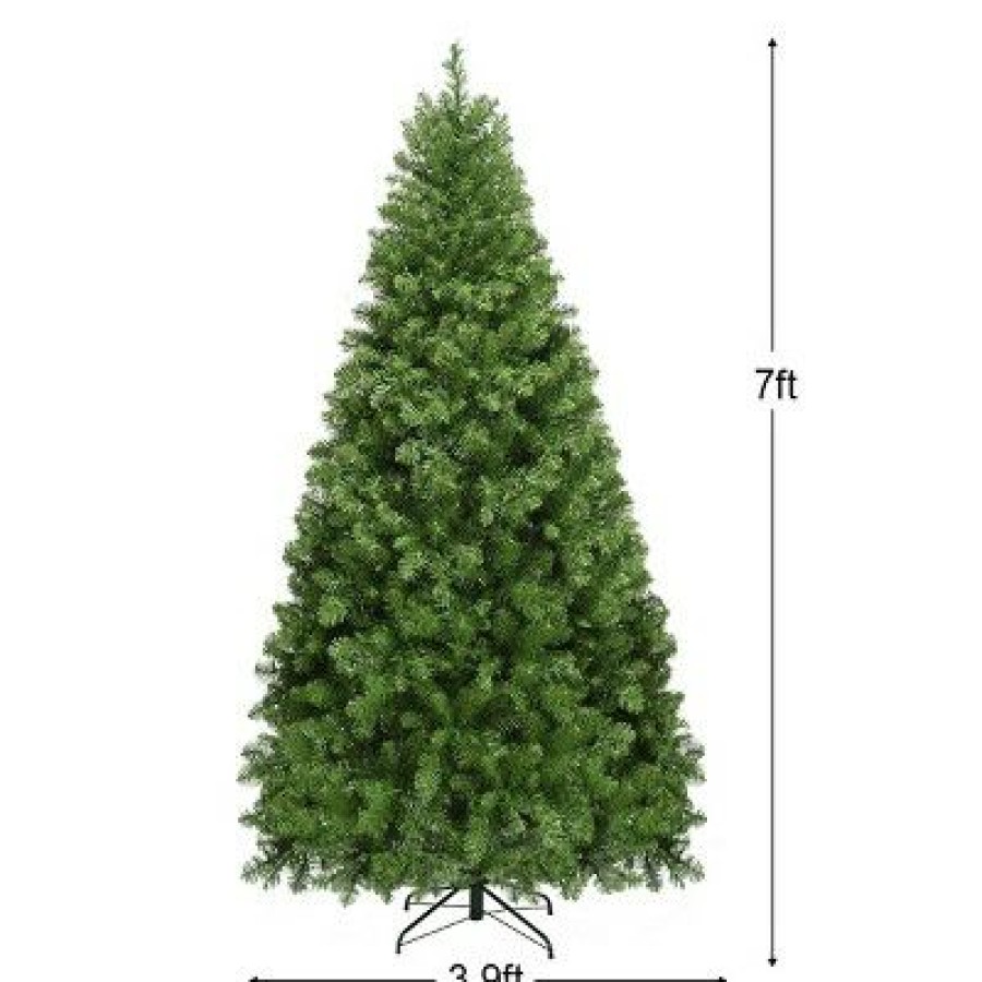 Pine * | Costway 6Ft/7Ft/8Ft Pre-Lit Pvc Christmas Tree Spruce Hinged 560/700/880 Lights