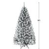 Pine * | Costway 6Ft Snow Flocked Hinged Artificial Christmas Tree Unlit Metal