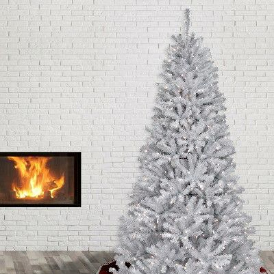 Spruce * | National Tree Company Pre-Lit Artificial Full Christmas Tree, White, North Valley Spruce, White Lights, Includes Stand, 7 Feet