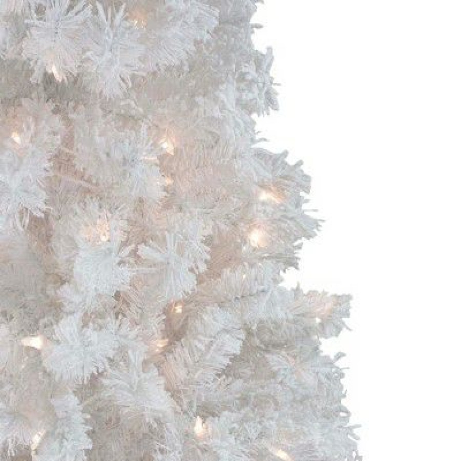 Spruce * | Northlight 6.5 Pre-Lit Flocked White Spruce Artificial Christmas Tree Clear Lights