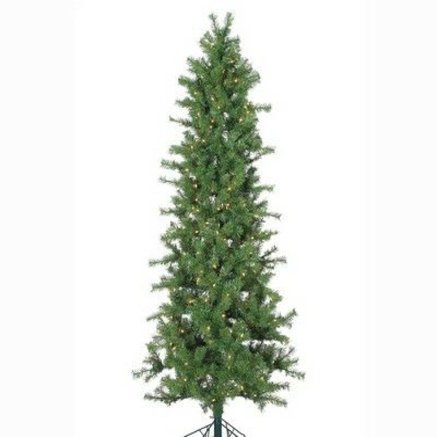 Spruce * | Vickerman 7 X 36 Artificial Slim Spruce Tree 300 Clear Mini Lights, 610Tips, Metal Stand