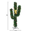 Pine * | Costway 5Ft Pre-Lit Cactus Christmas Tree Led Lights Ball Ornaments