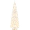 Pine * | Costway 7Ft Pre-Lit Hinged Pencil Christmas Tree White W/ 300 Led Lights & 8 Flash Modes