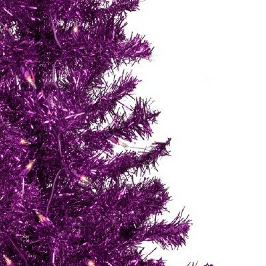 Pine * | Northlight 4 Pre-Lit Purple Artificial Tinsel Christmas Tree, Clear Lights