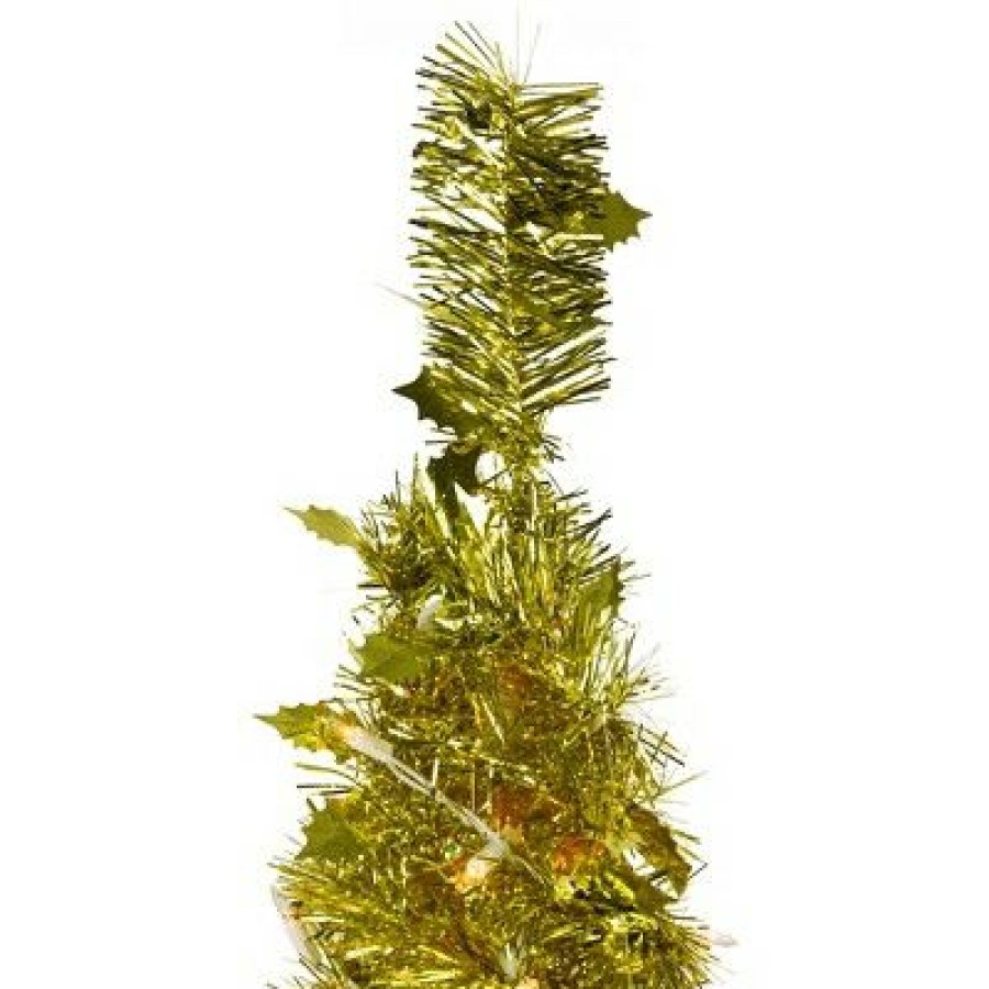 Pine * | Northlight 4 Pre-Lit Gold Tinsel Pop-Up Artificial Christmas Tree, Clear Lights