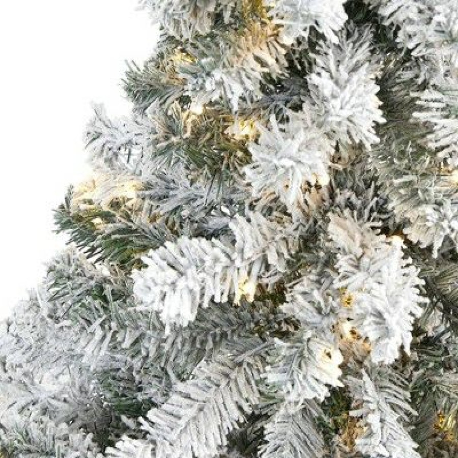 Spruce * | 4Ft Nearly Natural Pre-Lit Led Flocked Rock Springs Spruce Artificial Christmas Tree Clear Lights