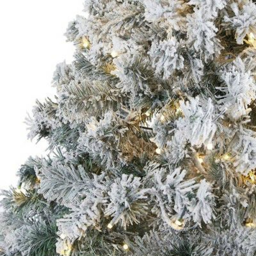 Spruce * | Nearly Natural 7' Pre-Lit Led Flocked Rock Springs Spruce Artificial Christmas Tree Clear Lights