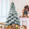 Pine * | Tangkula Snow Flocked Artificial Christmas Tree Hinged Alaskan Pine Decoration Tree