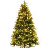 Pine * | Tangkula Hinged Life-Like Christmas Tree W/ Led Lights Pre-Lit Artificial Xmas Tree W/ Pe & Pvc Leaves