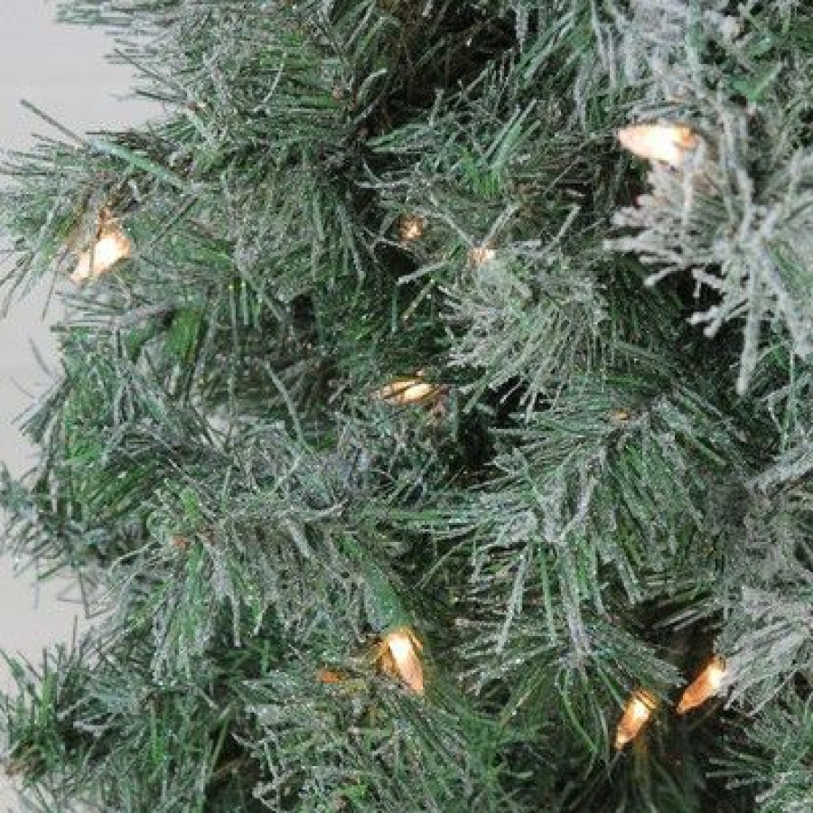 Pine * | Northlight 5 Prelit Artificial Christmas Tree Lightly Flocked Glittered Woodland Alpine Clear Lights