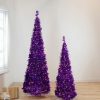 Pine * | Northlight 4 Pre-Lit Purple Tinsel Pop-Up Artificial Christmas Tree, Clear Lights