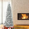 Pine * | National Tree Company 7.5' Unlit Slim Medium Flocked Acacia Hinged Artificial Christmas Tree