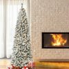 Pine * | National Tree Company 7.5' Pre-Lit Slim Medium Flocked Acacia Hinged Artificial Christmas Tree Clear Lights