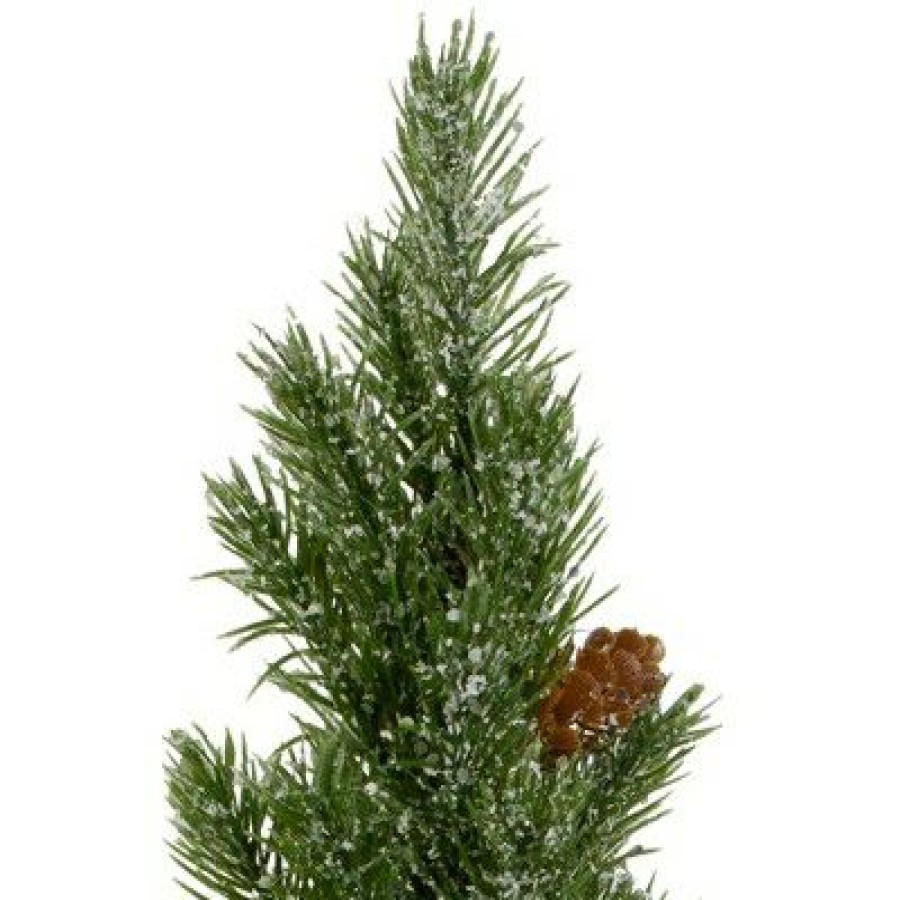 Pine * | Northlight 11.75 Frosted Upswept Mini Pine Christmas Tree In Red Tin Pot Unlit