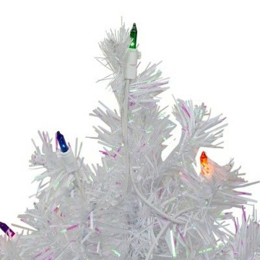 Pine * | Northlight 2 Pre-Lit Medium White Iridescent Pine Artificial Christmas Tree Multicolor Lights