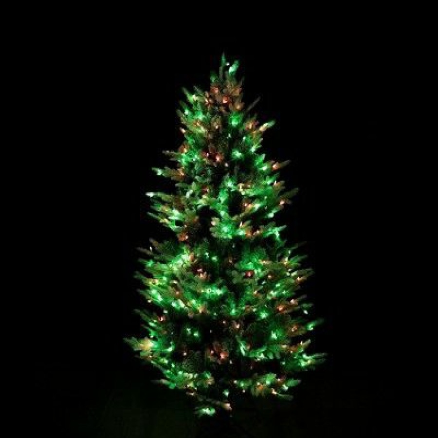 Fir Wood * | Aurio Pre-Lit Led Deluxe Flocked Kensington Fir Artificial Christmas Tree Multicolor Lights