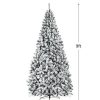 Pine * | Costway 9Ft Snow Flocked Hinged Artificial Christmas Tree Unlit Metal