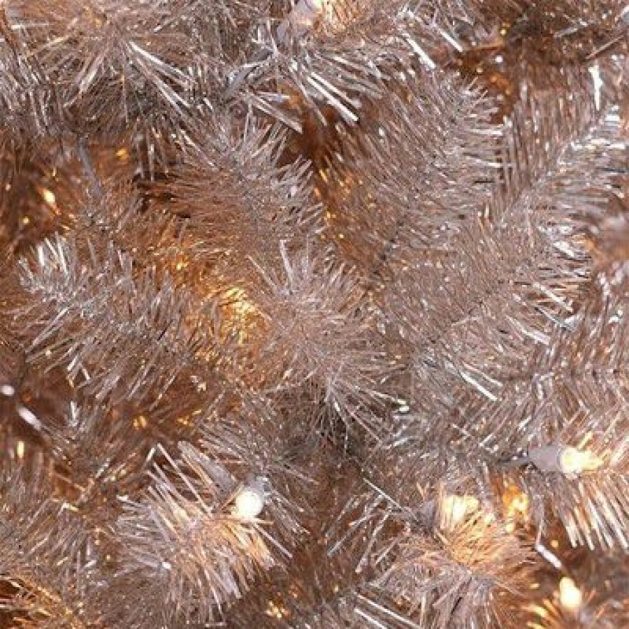 Unidentified Plant Variety * | Primo International Puleo International 6.5 Foot Tall Pre Lit Silver Tinsel Christmas Tree W/ 1,003 Individual Branch Tips, 400 Pre Strung Lights, And Hinged Metal Stand