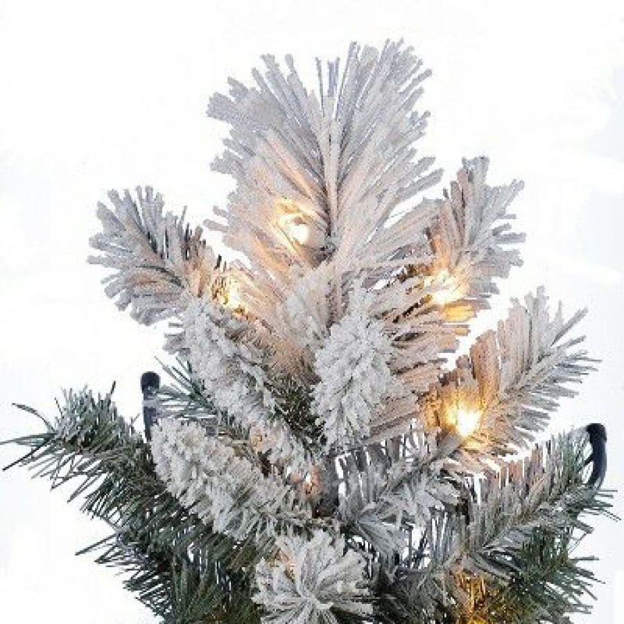 Spruce * | Home Heritage Snowdrift Spruce 7.5 Foot Flocked Christmas Tree With White Lights