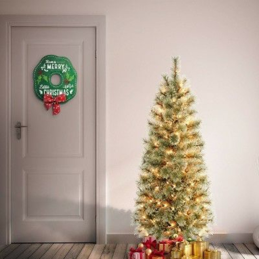 Pine * | National Tree Company Pre-Lit Slim Arcadia Cashmere Pine Hinged Artificial Christmas Tree Clear Lights