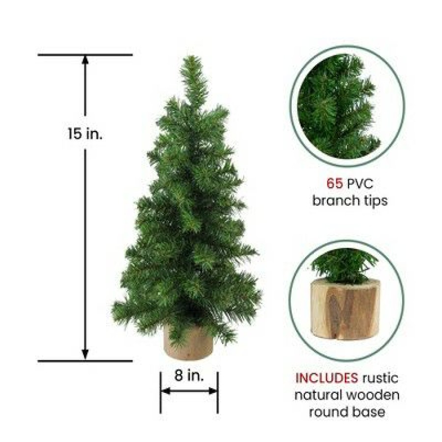 Pine * | Northlight 15 Alpine Slim Artificial Christmas Tree With Wood Base Unlit