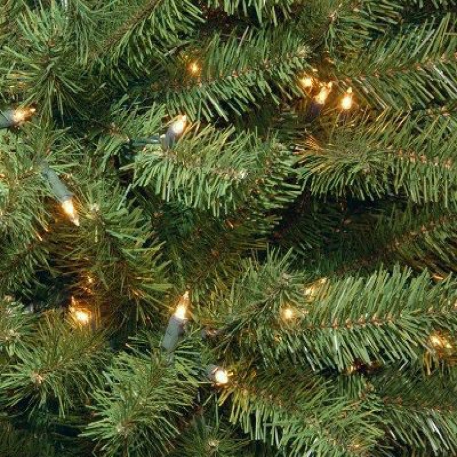 Spruce * | National Tree Company Pre-Lit Artificial Full Christmas Tree, Green, North Valley Spruce, White Lights, Includes Stand, 7Ft