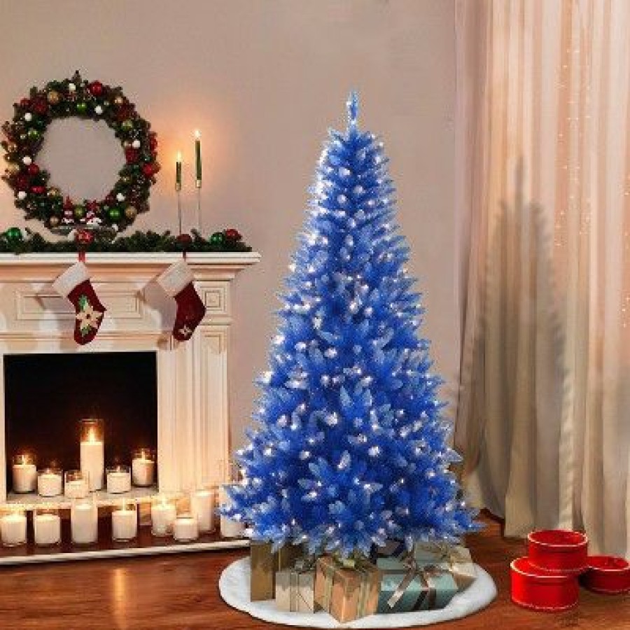 Pine * | 6.5Ft Puleo Pre-Lit Blue Artificial Christmas Tree Clear Lights