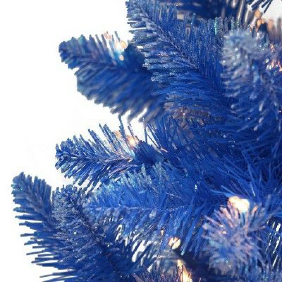 Pine * | 6.5Ft Puleo Pre-Lit Blue Artificial Christmas Tree Clear Lights