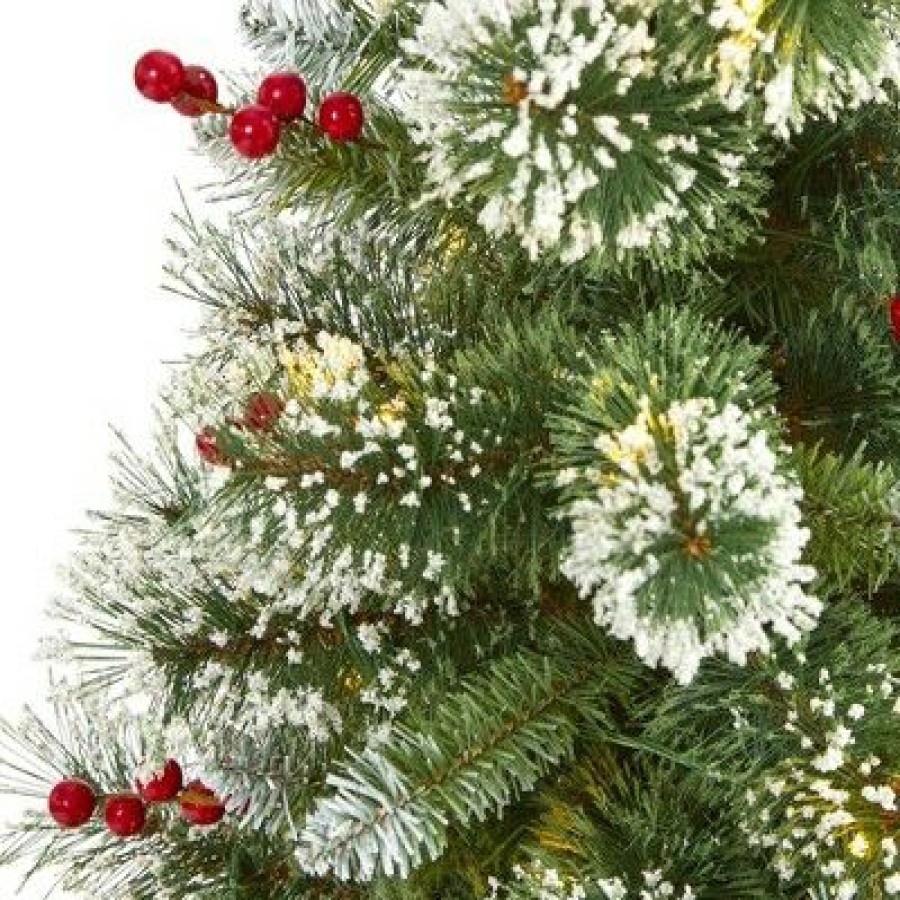 Pine * | 4Ft Nearly Natural Pre-Lit Led Frosted Swiss Pine Artificial Christmas Tree Clear Lights