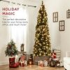 Pine * | Best Choice Products Pre-Lit Pencil Christmas Tree Pre-Decorated Holiday Accent W/ Base