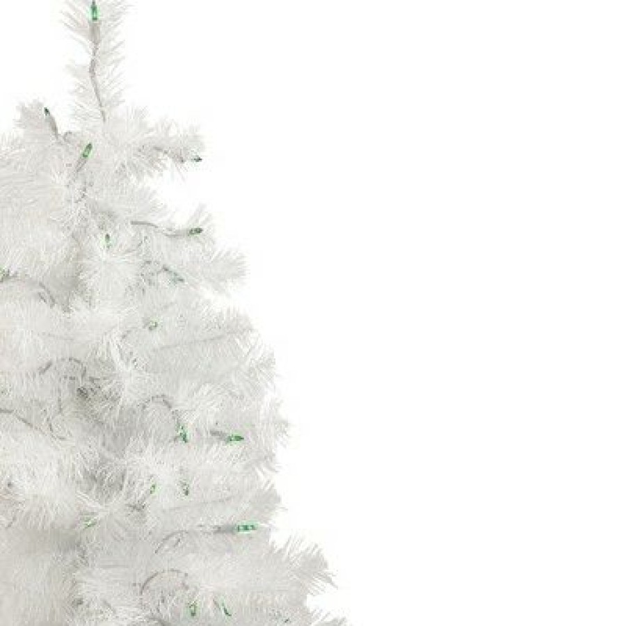 Pine * | Northlight 3 Prelit Artificial Christmas Tree Slim White Tinsel Green Lights