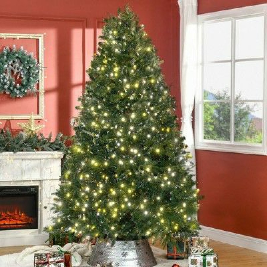 Unidentified Plant Variety * | Homcom 7 Prelit Artificial Christmas Tree With 2393 Realistic Branches, Warm White Led Lights And 2393 Tips Green