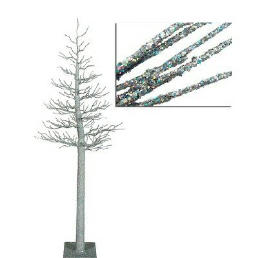 Unidentified Plant Variety * | Vickerman 4 Silver Glitter Metallic Artificial Christmas Display Tree Unlit