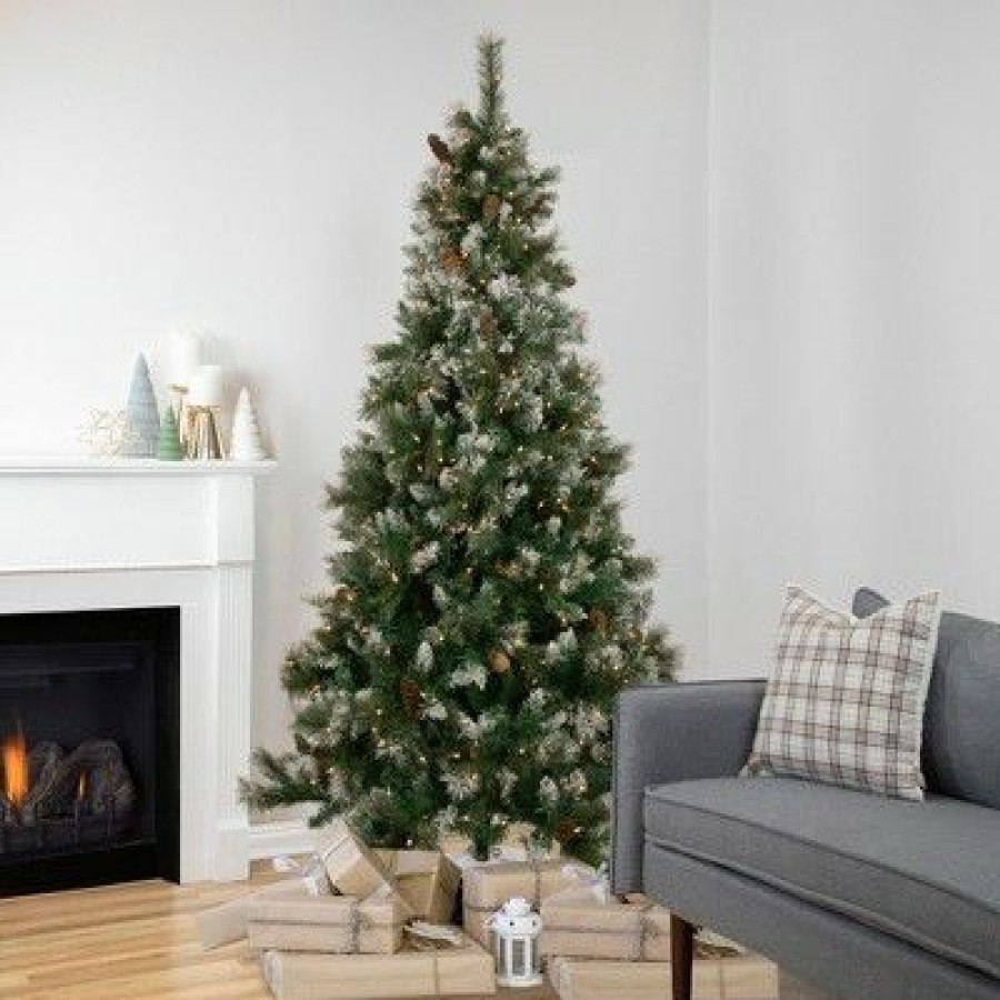 Pine * | Northlight 6.5 Pre-Lit Snow Valley Pine Artificial Christmas Tree, Clear Lights