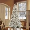 Fir Wood * | Puleo 6' Pre-Lit Flocked Virginia Pine Artificial Christmas Tree Clear Lights