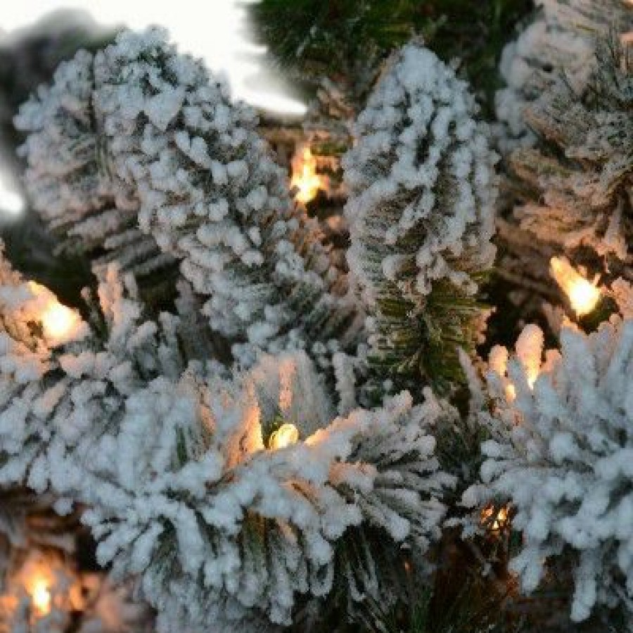 Fir Wood * | Puleo 6' Pre-Lit Flocked Virginia Pine Artificial Christmas Tree Clear Lights