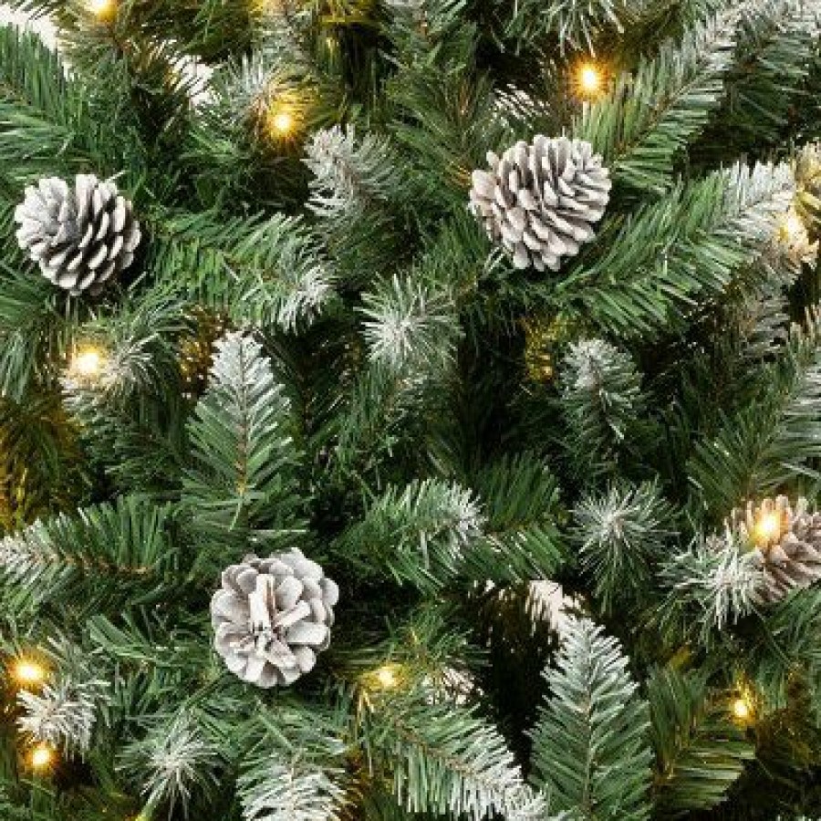 Pine * | National Tree Company 6' Pre-Lit Led Snowy Oakley Hills Artificial Christmas Tree Warm White Lights