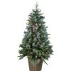 Pine * | Northlight 4 Pre-Lit Frosted Mixed Berry Pine Artificial Christmas Tree In Pot Clear Lights