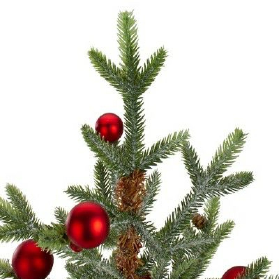 Pine * | Northlight 18 Potted Pine With Red Ornaments Medium Artificial Christmas Tree Unlit