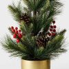 Pine * | 23" Unlit Table Top Pine Artificial Tree With Berries In Gold Pot Wondershop