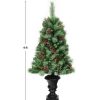 Pine * | Costway Set Of 2 Christmas Entrance Tree 4Ft W/Pine Cones Red Berries & Glitter Branches