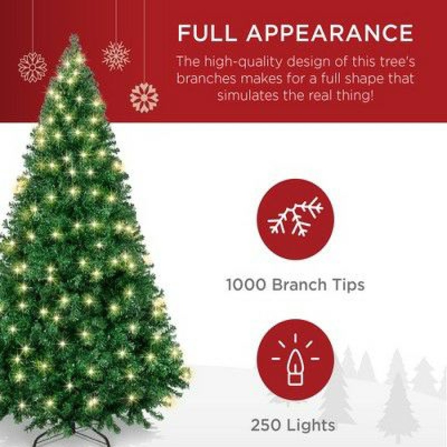 Unidentified Plant Variety * | Best Choice Products 6Ft Pre-Lit Premium Hinged Artificial Christmas Pine Tree W/ 1,000 Tips, 250 Lights, Metal Base