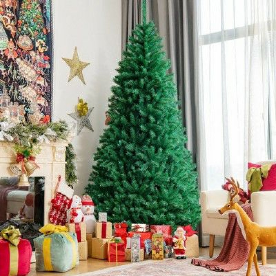 Pine * | Costway 8Ft Iridescent Tinsel Artificial Christmas Tree Green W/1704 Branch Tips