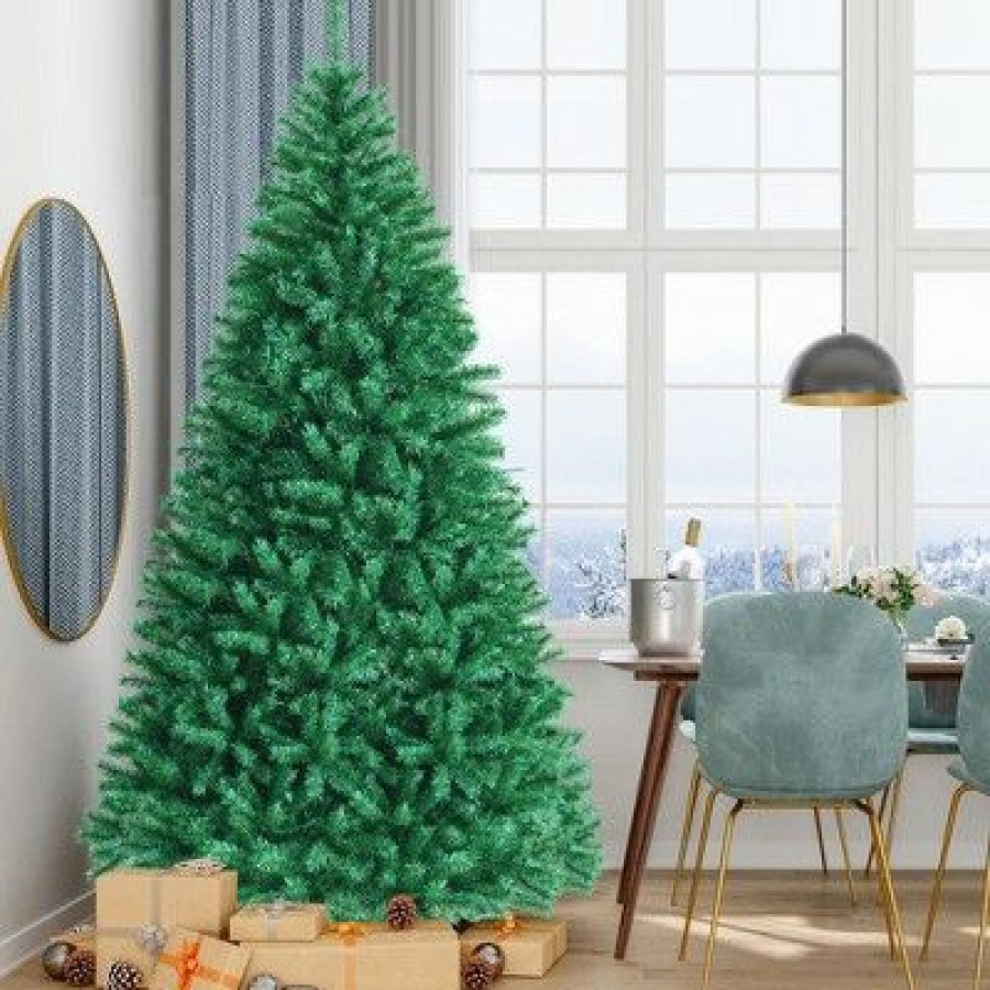 Pine * | Costway 8Ft Iridescent Tinsel Artificial Christmas Tree Green W/1704 Branch Tips