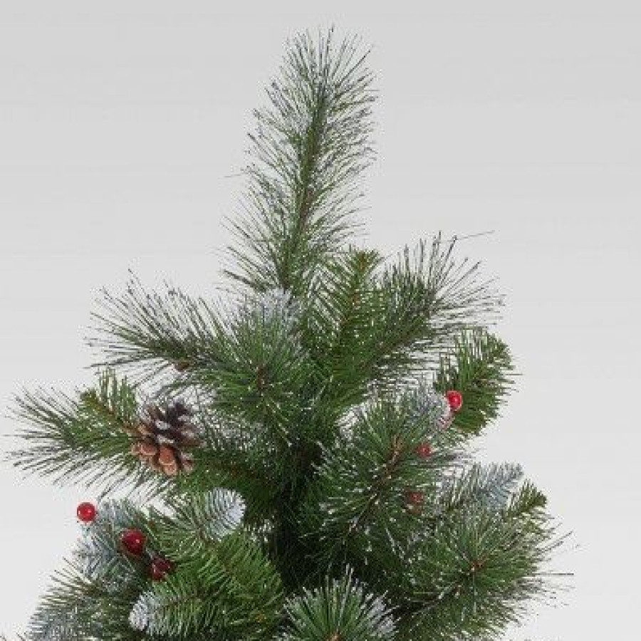 Spruce * | 7Ft Mixed Spruce Unlit Hinged Full Artificial Christmas Tree With Glitter Branches Christopher Knight Home